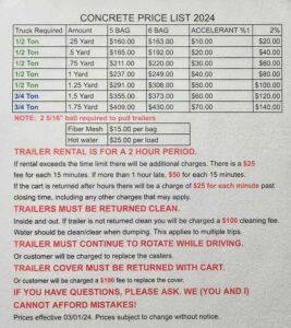 price list